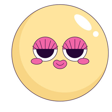 Pale yellow emoji with long lashes pink makeup eyeshadow look
