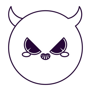 Cute red devil emoji character with small horns and angry eyes
