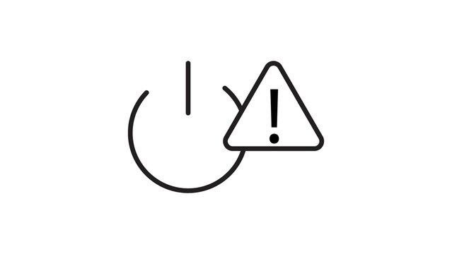 Power button with warning triangle icon featuring black lines for system alert guidance.
