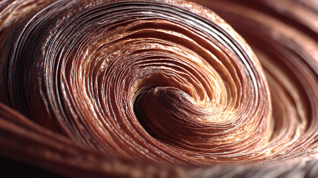Abstract macro swirl of brown wood texture with fine grain lines spiral pattern macro photography