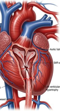 Detailed anatomical illustration of the human heart structure.