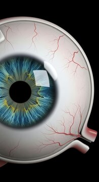 Detailed Human Eye Anatomy with Iris and Blood Vessels.