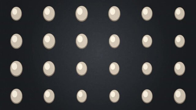 Looping abstract animation of eggs changing size forming a smooth wave pattern, perfect for Easter or spring themes