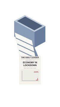 Newspaper printing economy lockdown report, coronavirus crisis business downturn, recession news
