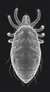 Detailed scanning electron microscope image of a dust mite.