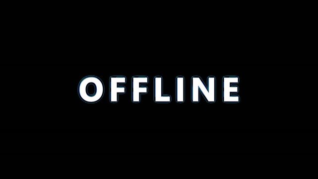 Digital network status indicator text transitions across a dark background during connection loss