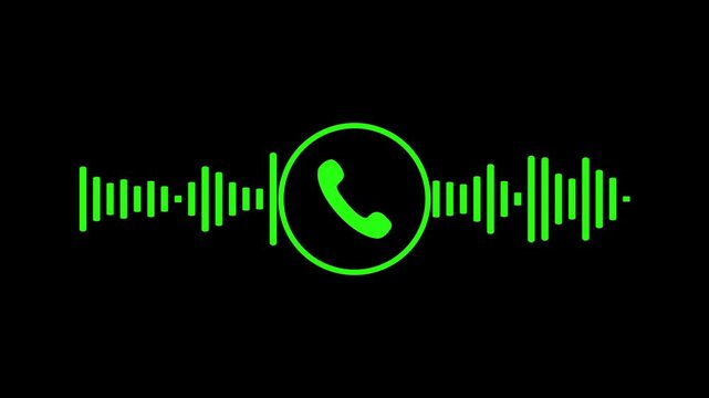 Call dial with sound wave animation isolated on Black Background