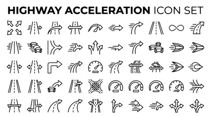 Fototapeta premium Highway Acceleration and Road Traffic Icon Set for Transportation and Logistics Design