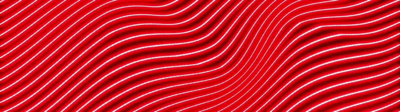 Abstract red wavy line pattern background with flowing curved stripes, dynamic movement, modern geometric texture, vibrant decorative design for wallpaper, banners, and presentations.