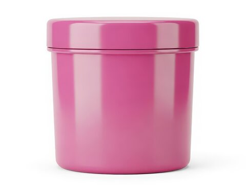 Pink plastic cosmetic cream jar container