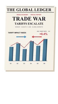 Trade war newspaper report shows economic protectionism and financial conflict with rising tariffs