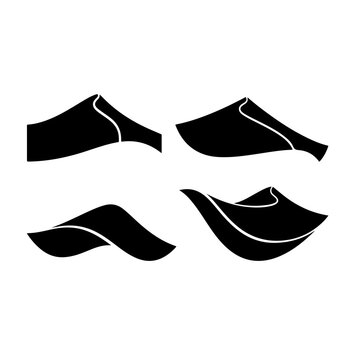 Set of black sand dune silhouettes vector icons graphic design elements on white background