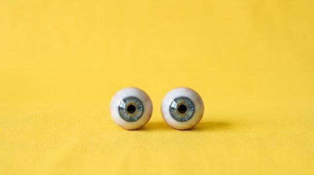 Cute googly eyes on yellow spring background