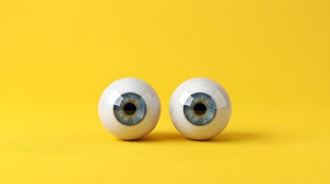 Cute googly eyes on yellow spring background