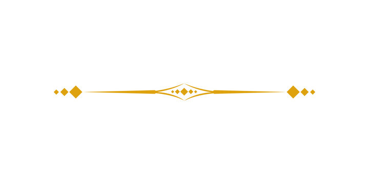 Golden decorative divider with diamond accents isolated on transparent background