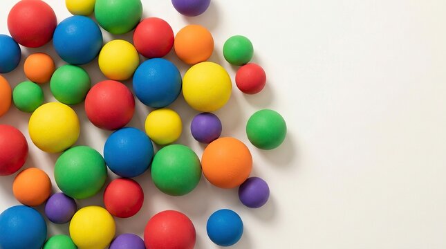 Vibrant Colorful Rubber Balls on Clean Background