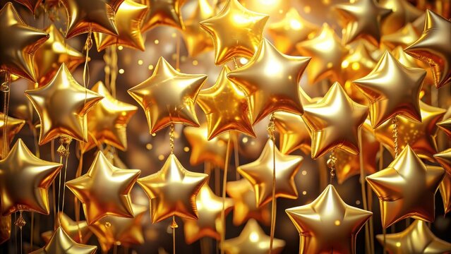 Golden Stars on Strings Creating a Festive and Bright Atmosphere