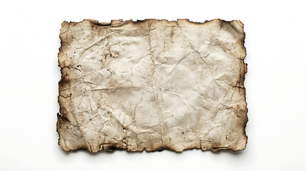 Fototapeta premium Old vintage paper texture with burnt edges isolated on white background