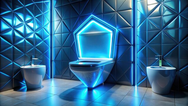 Futuristic Bathroom Design with Neon Lighting and Sleek Fixtures