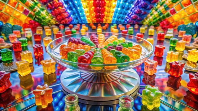 Colorful Display of Jelly Candies in Bright, Vibrant Background