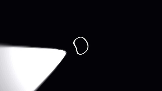 Abstract light trails with organic circle shapes in dark cinematic space