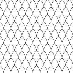Minimalist fish scale seamless pattern, black and white geometric mermaid texture, repetitive wave line art vector background © Md Azraf Hussain If