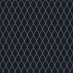Art deco seamless pattern with elegant fish scale motif. Dark navy blue geometric background. Luxury scallop texture vector. © Md Azraf Hussain If