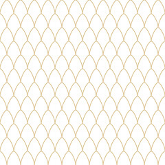 Art deco gold fish scale pattern, elegant geometric seamless vector background, luxury golden line art texture for premium packaging © Md Azraf Hussain If