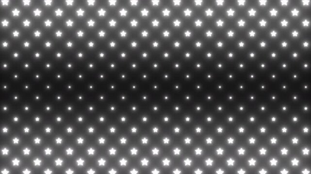 Silver Stars Glowing in Soft Bloom on Black Background, Seamless Loop
