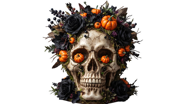 skull on black background