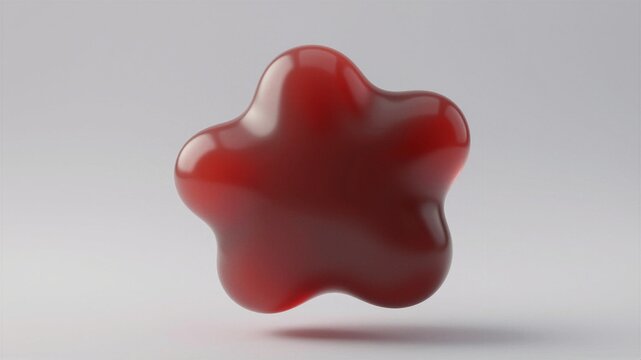 Ruby Red Fluid Blob Morph Shape 3D Render Illustration