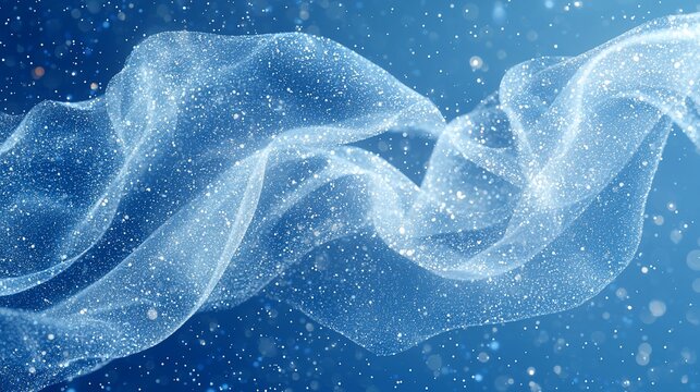 Abstract blue fabric with sparkling particles