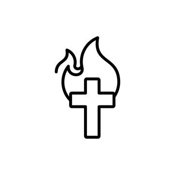 Flaming Cross Faith icon vector symbol illustration