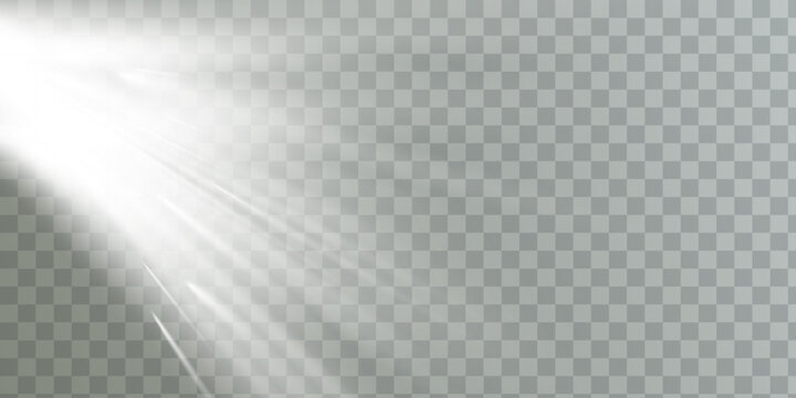 Sunlight a translucent special design of the light effect.Isolated sunlight transparent background. Vector blur in the light of radiance.