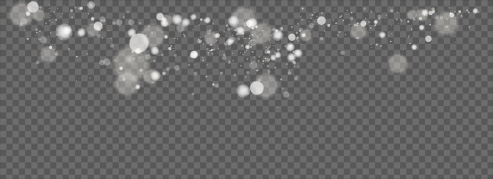 White dust glow sparkle particle magical shine abstract background festive light effect.