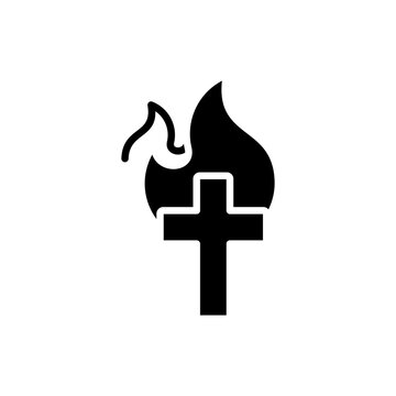 Flaming Cross Faith icon vector symbol illustration