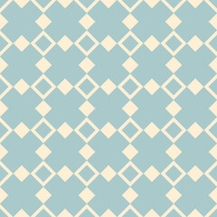Seamless geometric pattern with blue and cream diamond shapes