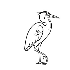 Naklejka premium Line art illustration of a heron bird