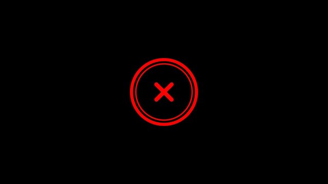 Modern Neumorphic Dual Ring Soft Aura Glow Energy Pulse Rejection Cross Button Animation 6 Seconds Loop on Alpha Channel 4K