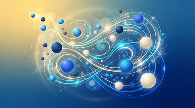 Futuristic quantum energy waves with glowing particles and swirling blue light effects