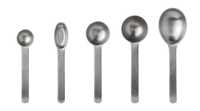 Stainless Steel Measuring Spoons Isolated on Transparent Background