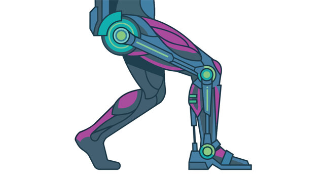 Bionic limbs with cybernetic exoskeleton movement modern flat vector illustration for futuristic healthcare technology and human enhancement branding