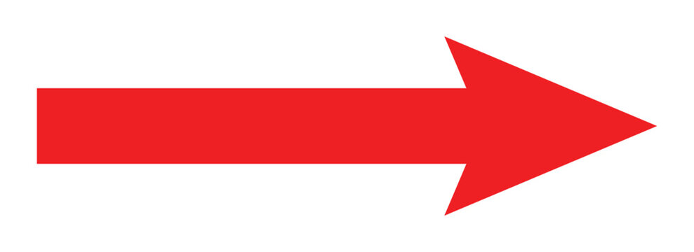 The clean vector style bold long arrow vector in color of red. The arrow pointing to makes the arrows versatile and easy to incorporate into modern graphic compositions. Based on white background.