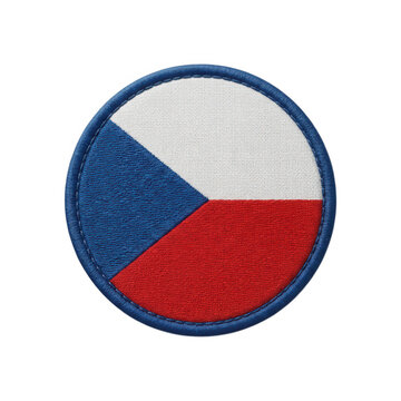 Czech republic flag circular embroidery patch isolated on white background isolated on transparent background