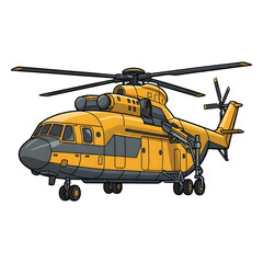 Fototapeta premium Yellow transport helicopter vector illustration isolated on white background