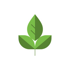 Fototapeta premium Minimalist geometric green leaves illustration representing nature and growth