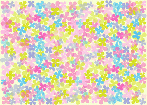 Seamless colorful floral pattern, pastel flower vector background with transparency
