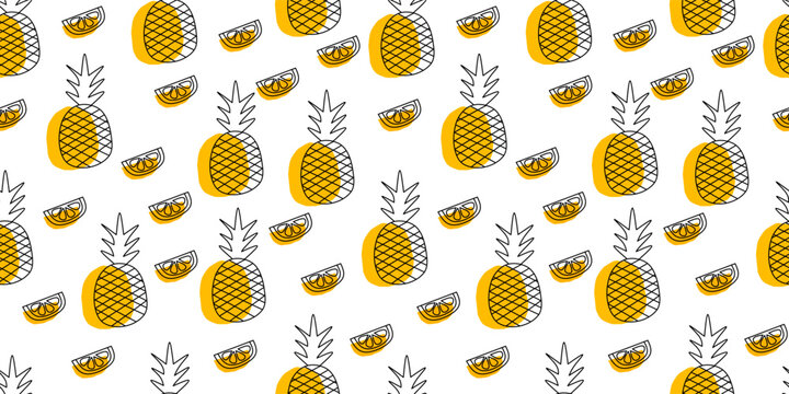 cute pineapple pattern background. good for wrapping paper, packaging and background summer theme.	