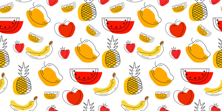 Seamless Pattern of Summer Fruits. fruity pattern wallpaper. fruit pattern background.