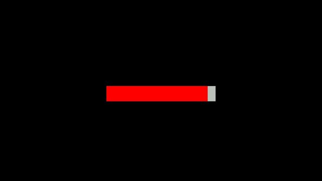 Red animated loading progress bar with a clean modern interface style, ideal for HUD overlays, UI screens, video editing, technology visuals and presentations. alpha channel